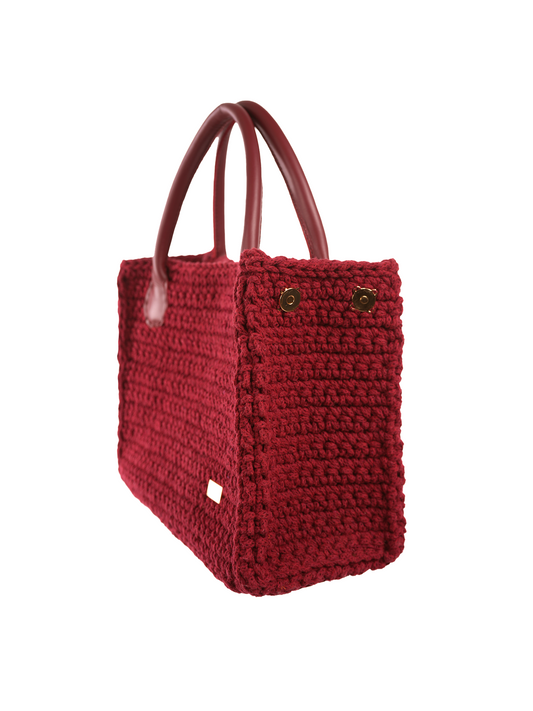 Borgoña Raíz - 100% Algodón Asas de Cuero