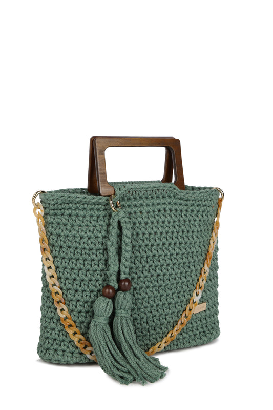 Eira - 100% Algodón Asas de Madera